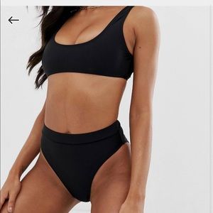 Missguided high waisted black bikini set